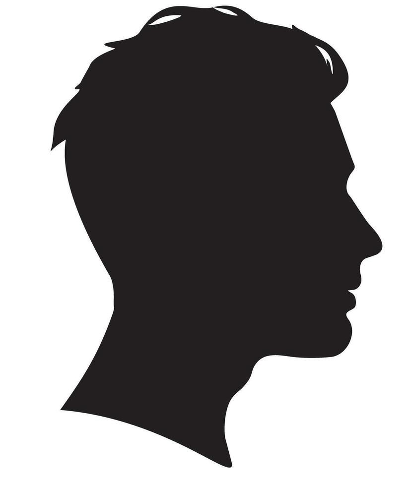 Masculin profil silhouette. silhouette de une diriger. une homme s tête dans profil. vecteur illustration.