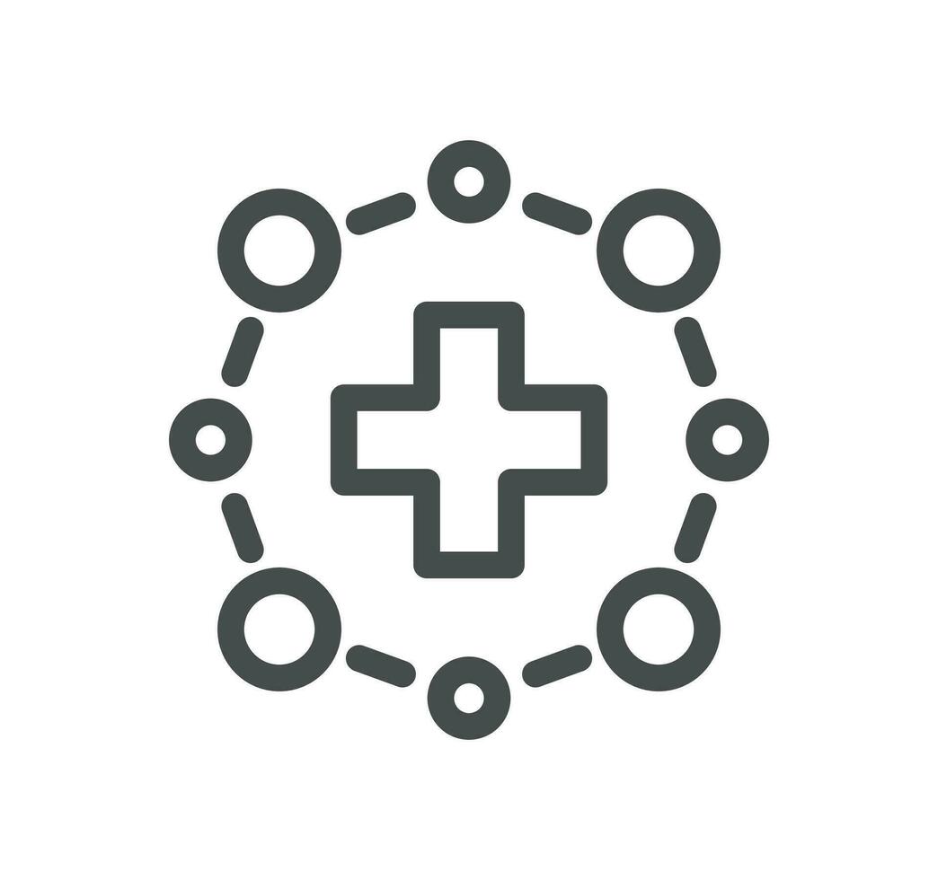 hôpital et médical se soucier en relation icône contour et linéaire vecteur. vecteur