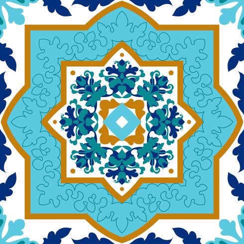 Azulejo portugais. Motifs blancs et bleus. vecteur