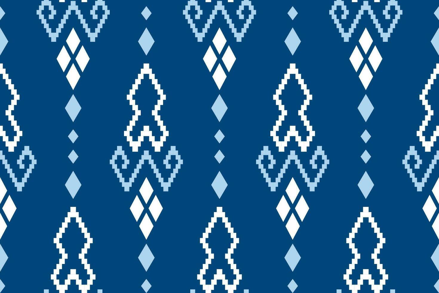 indigo marine bleu géométrique traditionnel ethnique modèle ikat sans couture modèle frontière abstrait conception pour en tissu impression tissu robe tapis rideaux et sarong aztèque africain Indien indonésien vecteur