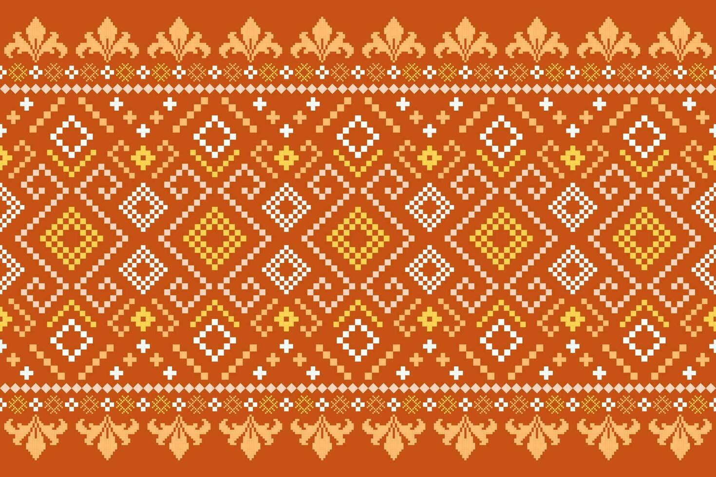 Orange millésimes traverser point traditionnel ethnique modèle paisley fleur ikat Contexte abstrait aztèque africain indonésien Indien sans couture modèle pour en tissu impression tissu robe tapis rideaux et sarong vecteur