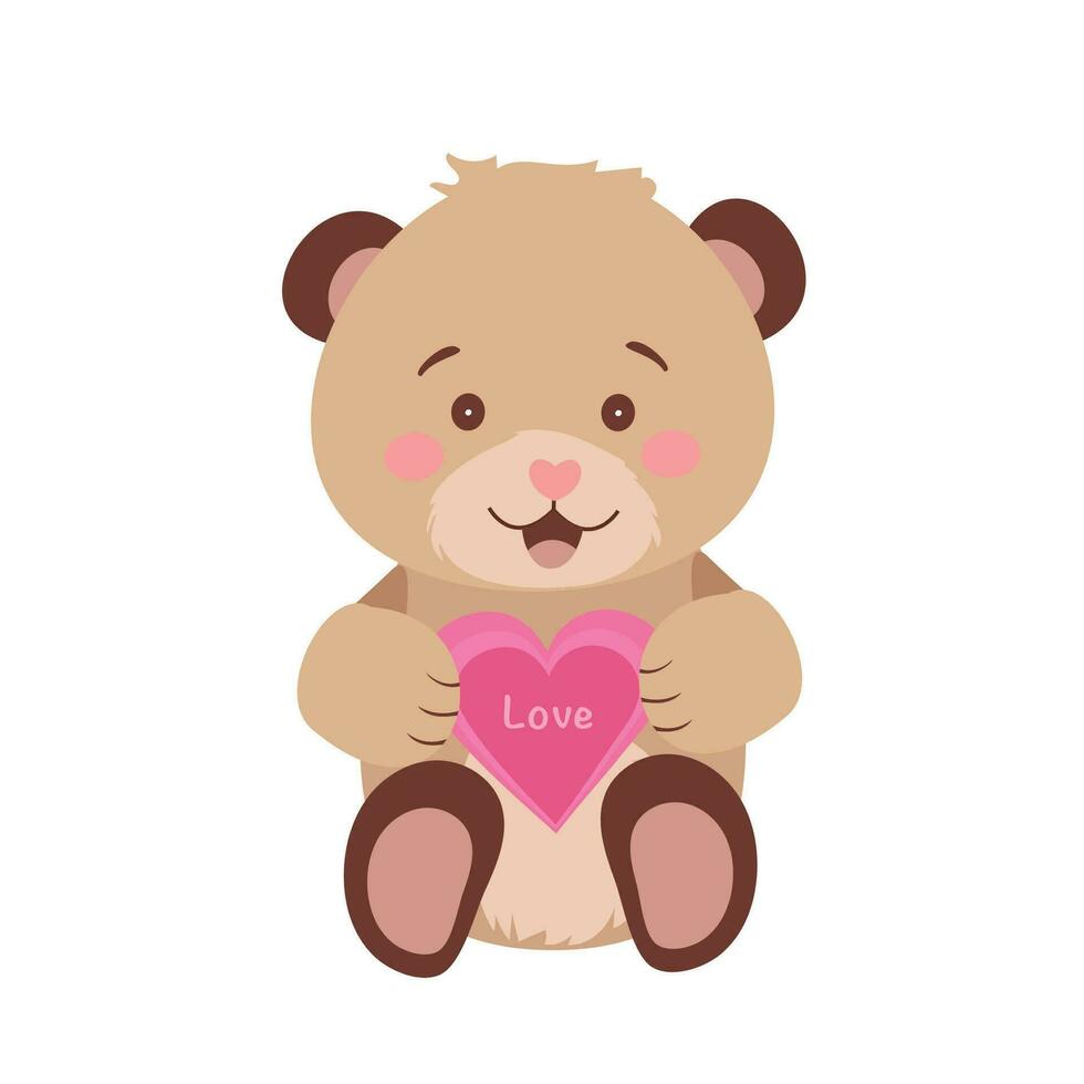 mignonne nounours ours en portant une cœur dans ses pattes. dessin pour la Saint-Valentin jour, nounours ours jour.vecteur illustration. vecteur
