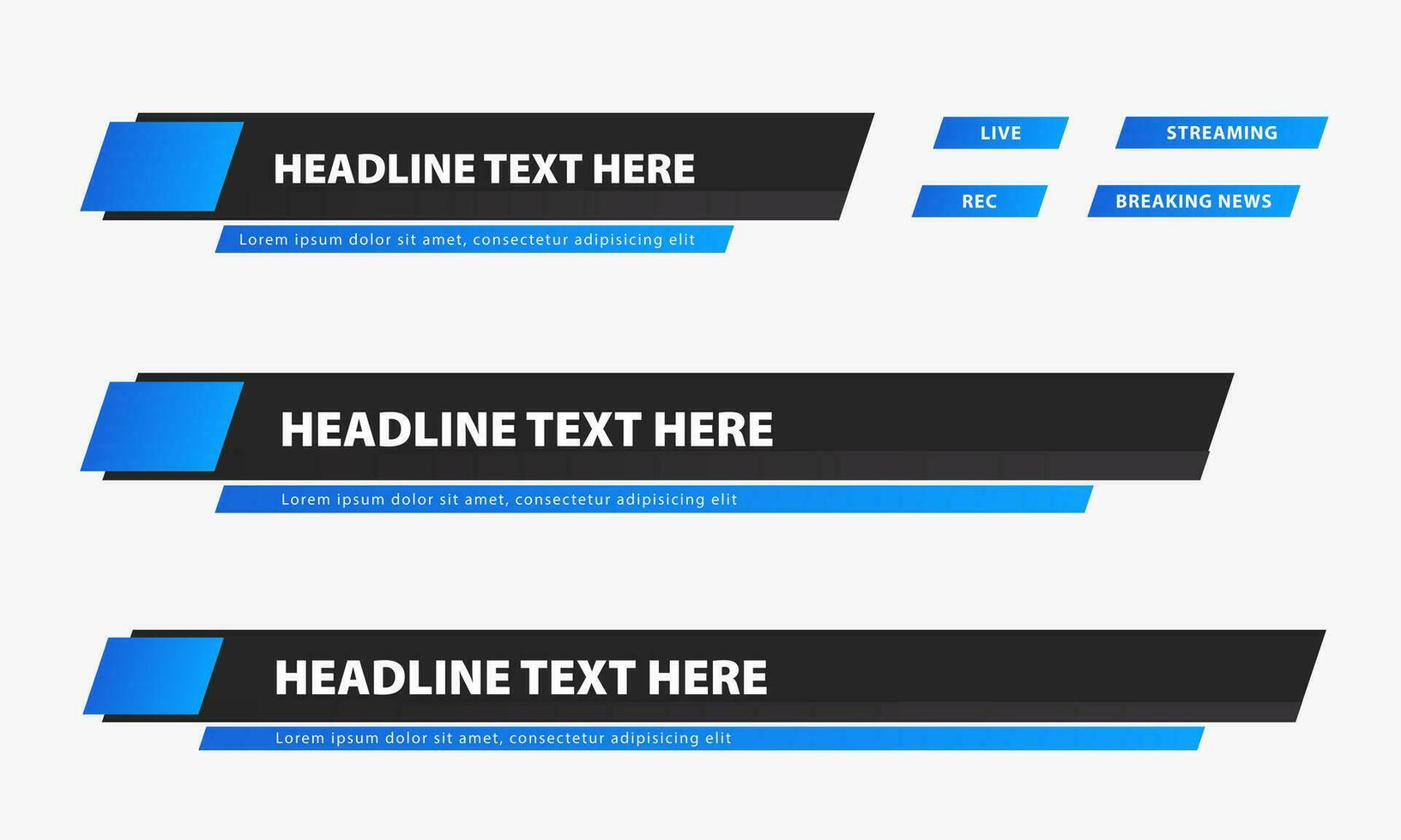 diffuser nouvelles inférieur troisième bannière modèles pour télévision, vidéo et médias canaux. ensemble de moderne gros titre bar disposition conception vecteur