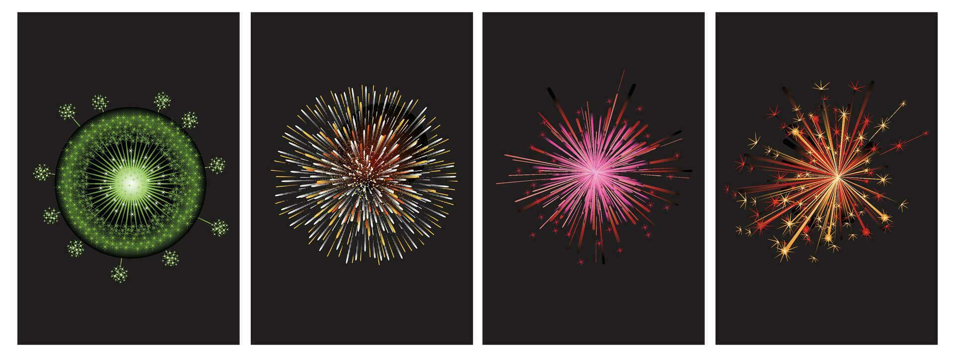 feux d'artifice ensemble. de fête à motifs feux d'artifice exploser dans divers formes pétillant pictogrammes avec à carreaux Contexte abstrait vecteur isolé illustration