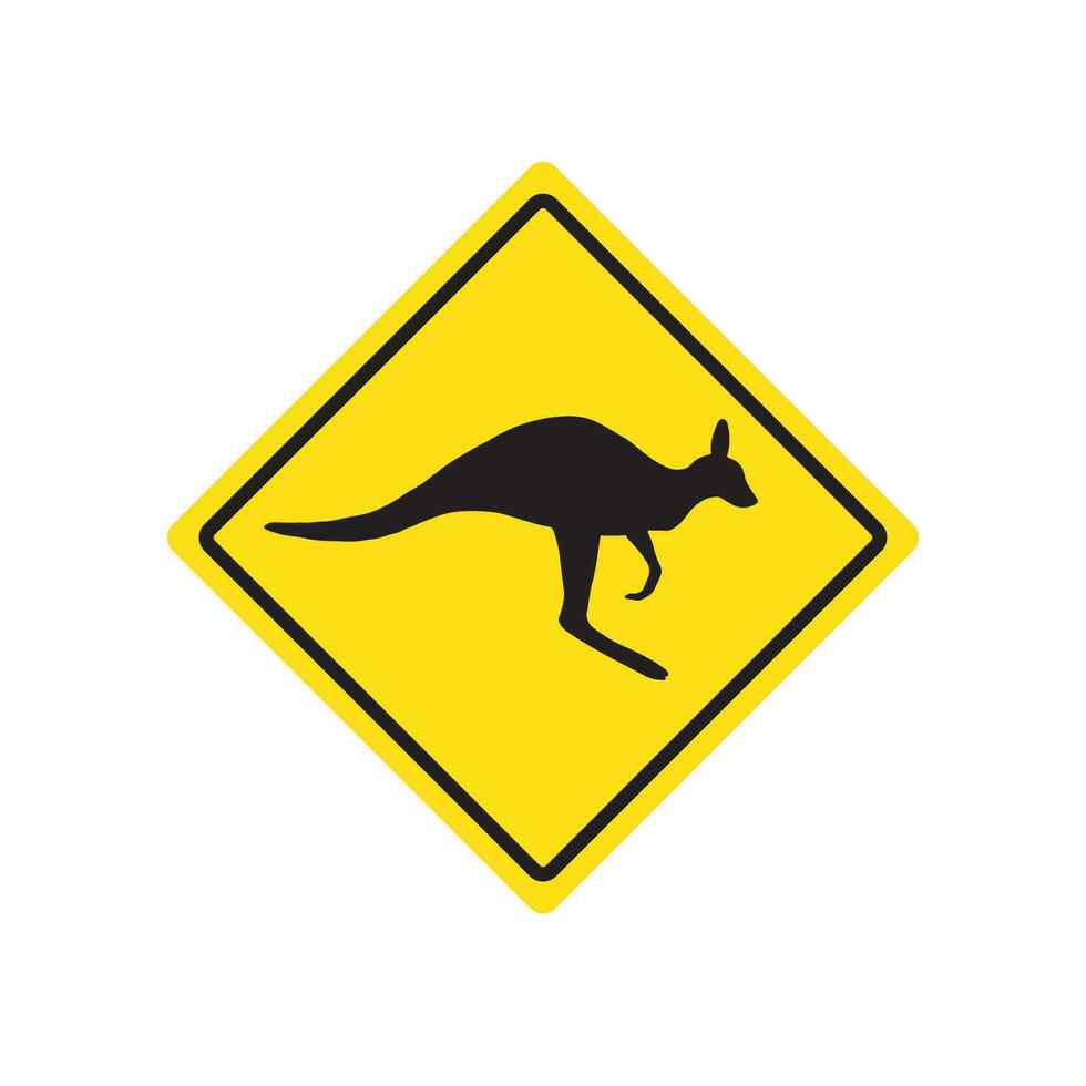 vecteur kangourou rhombe Jaune route signe