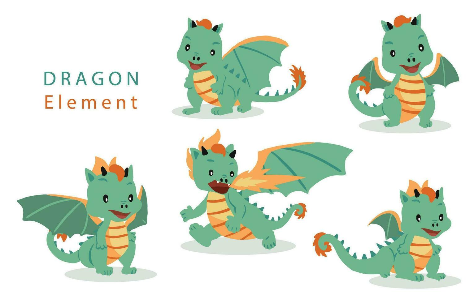 mignonne vert dragon caractère.vecteur illustration pour autocollant, carte postale élément vecteur