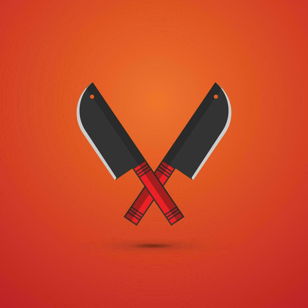 métal hachoir couperet couteau avec rouge en bois manipuler vecteur