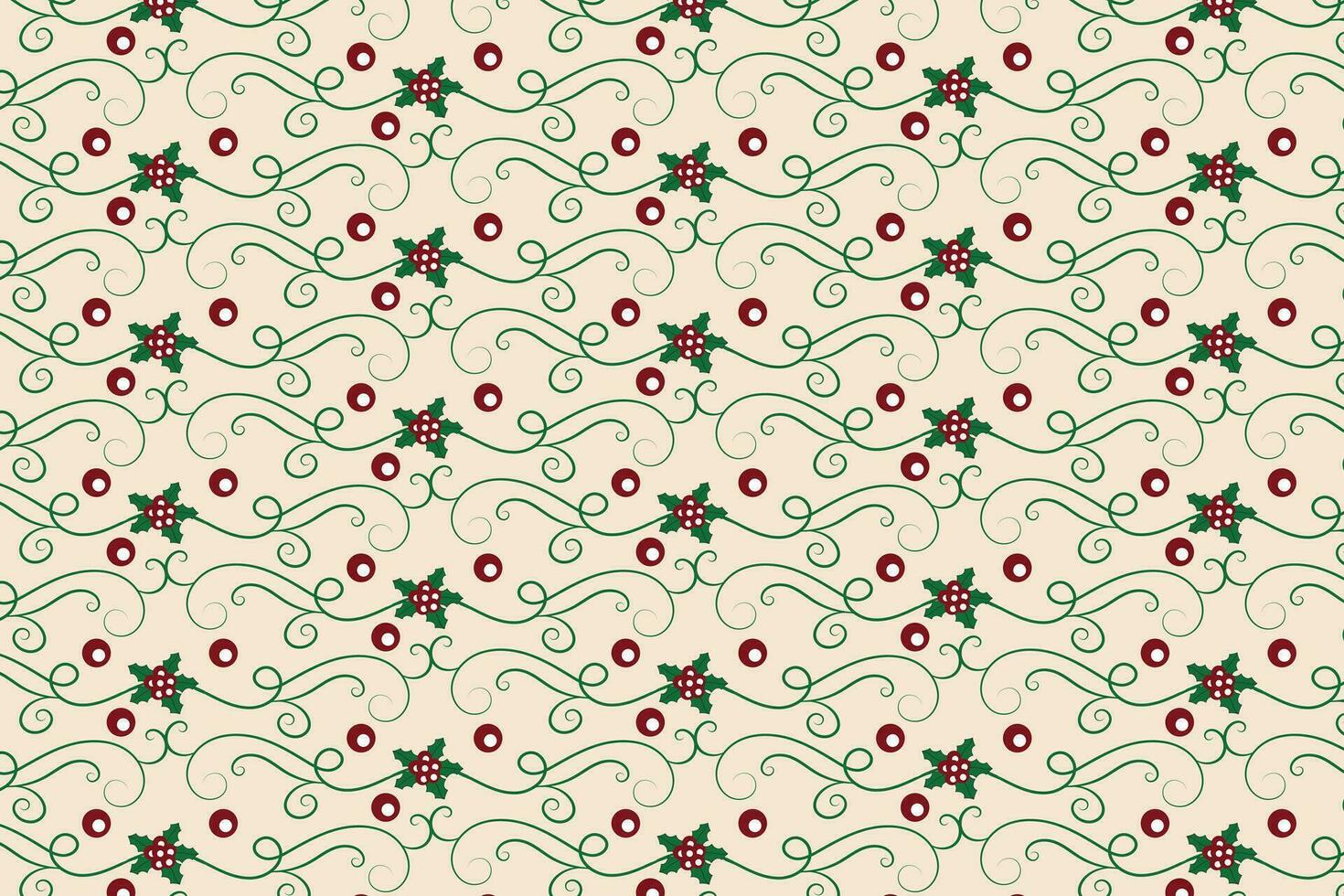 Noël s'épanouit tourbillonne houx feuilles sans couture modèle, hiver ambiance baie feuille moderne Noël modèle, vacances vert fleuri Noël modèle, emballage papier vacances houx impression en tissu vecteur