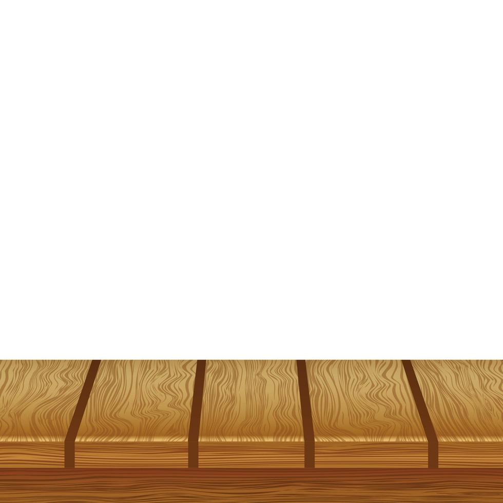 grand plateau de table, texture en bois de planches, fond blanc - vecteur