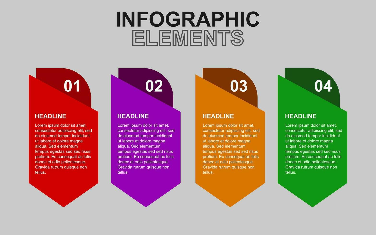 infographie modèle avec 4 coloré pas pour présentations, affaires et affiches. vecteur