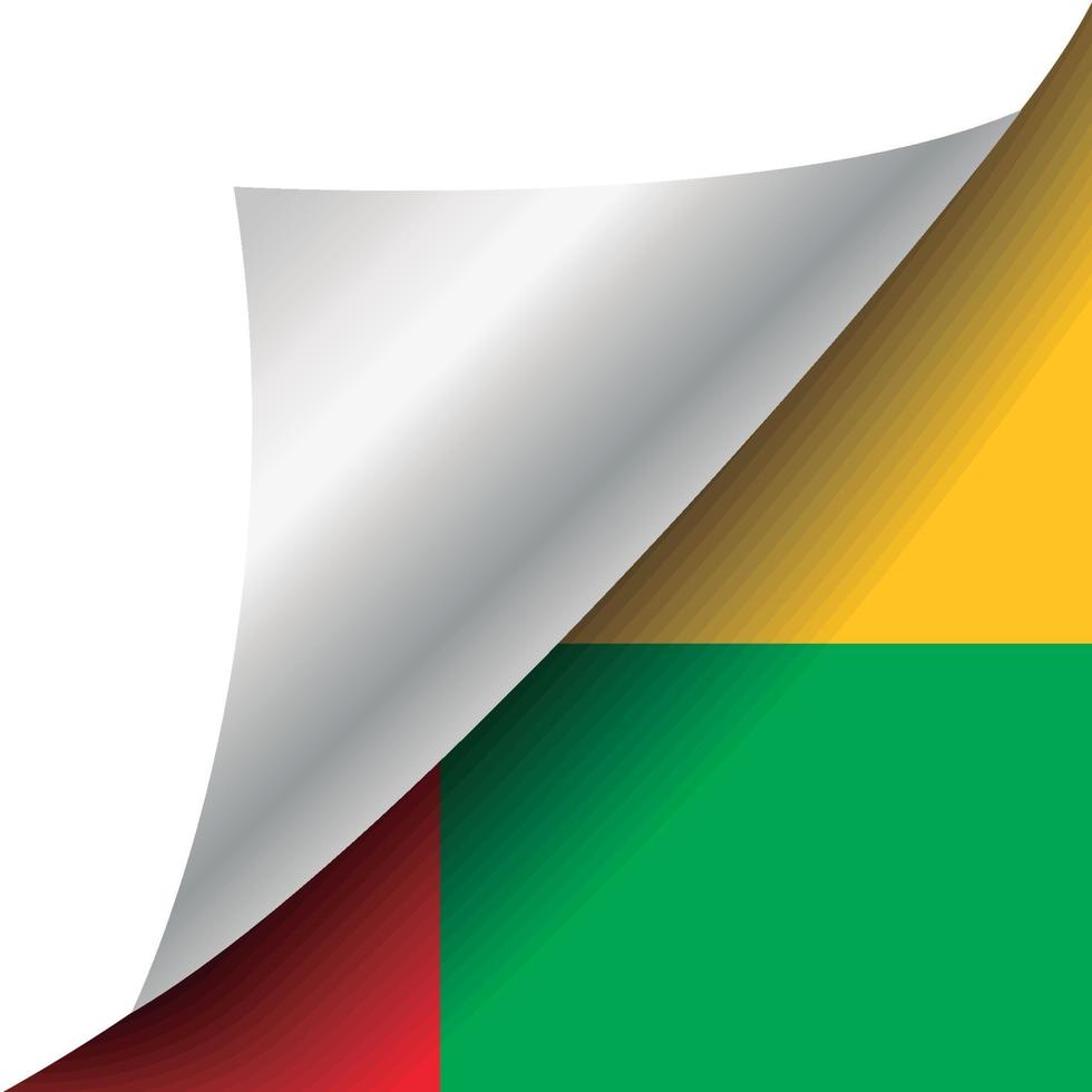 drapeau de la guinée bissau avec coin recourbé vecteur