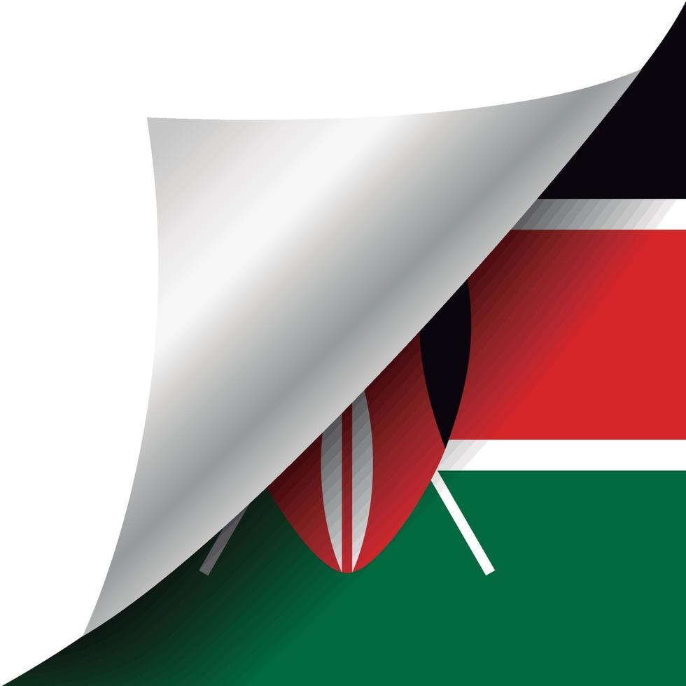 drapeau kenya avec coin recourbé vecteur