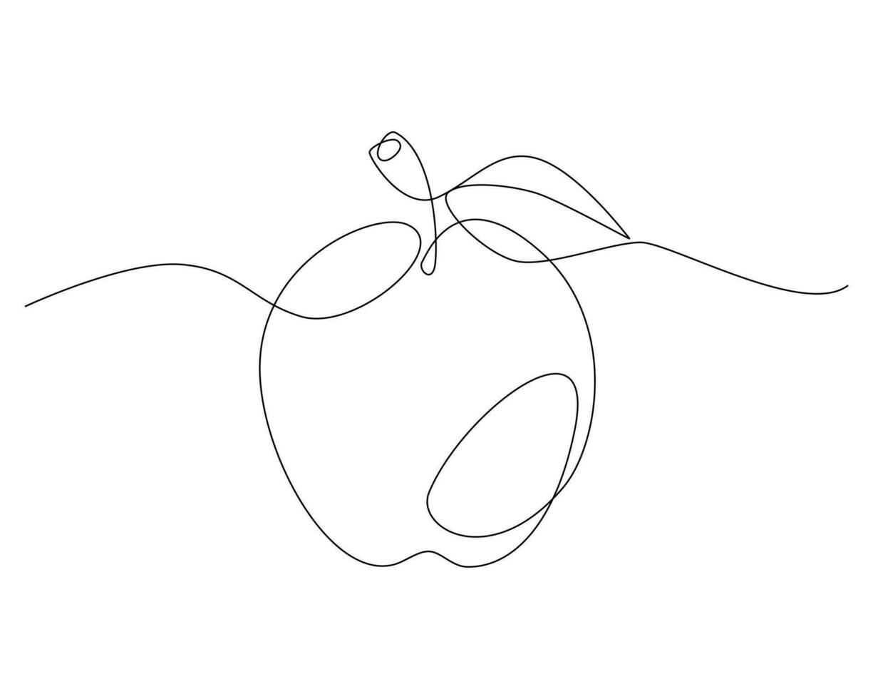 continu un ligne dessin de Pomme fruit sur une blanc Contexte. vecteur