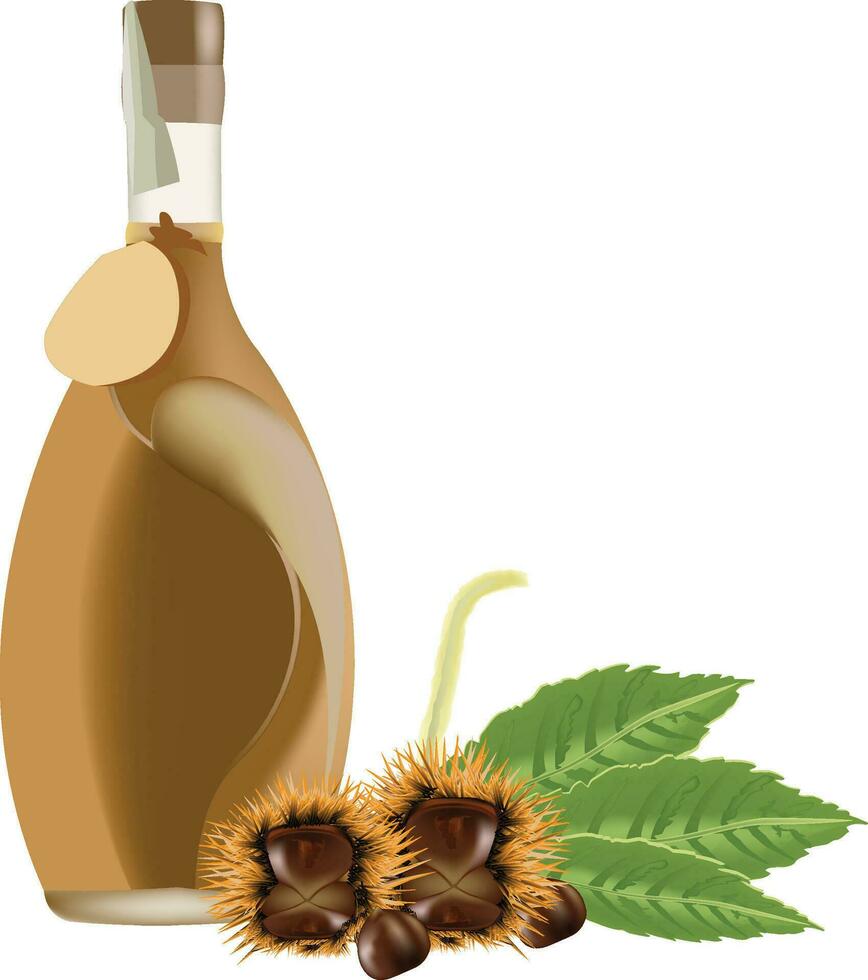 bouteille contenant liqueur châtaigne crème vecteur