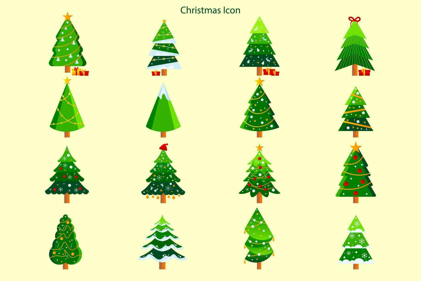 ensemble de Noël des arbres icône vecteur