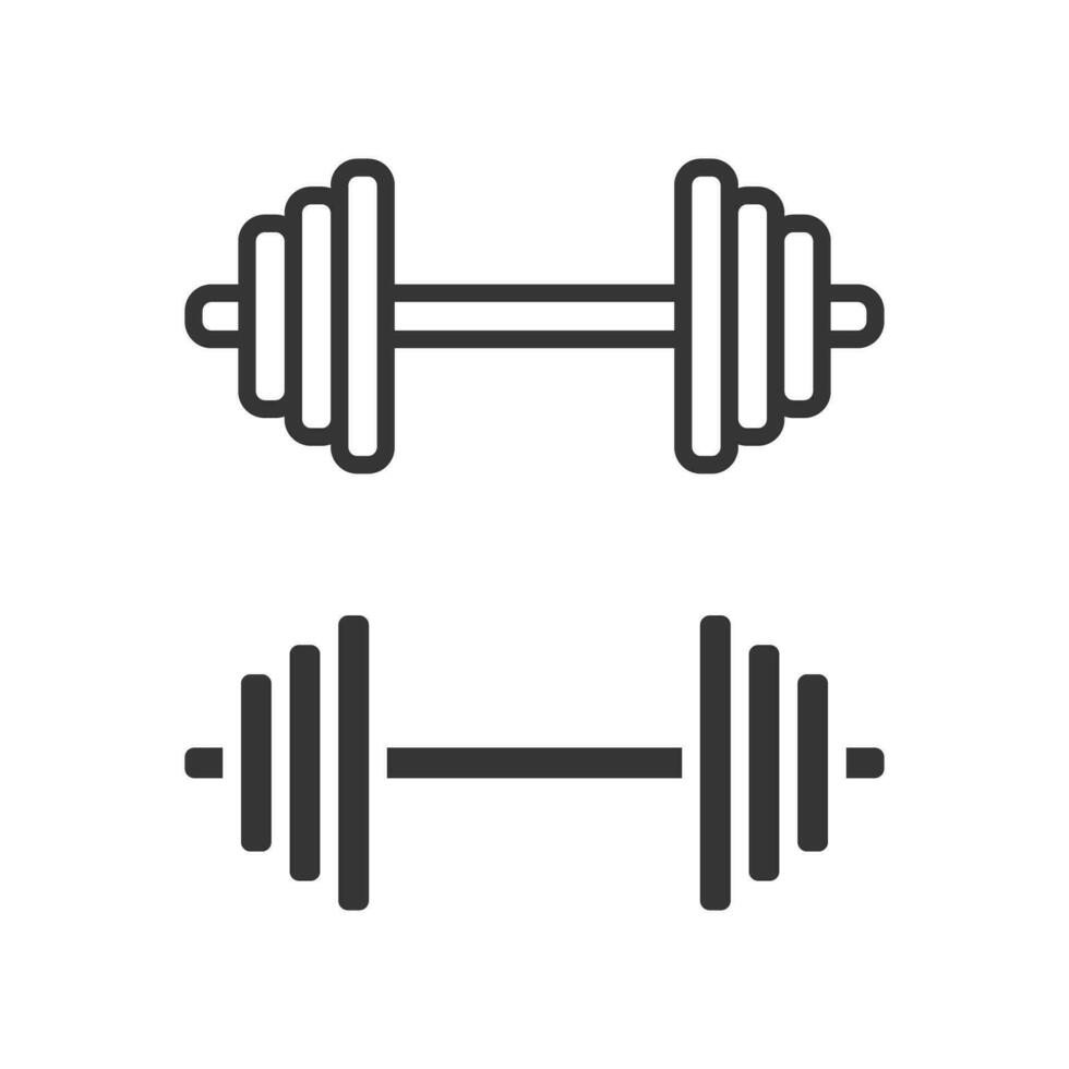 Gym haltère ligne glyphe Icônes vecteur illustration