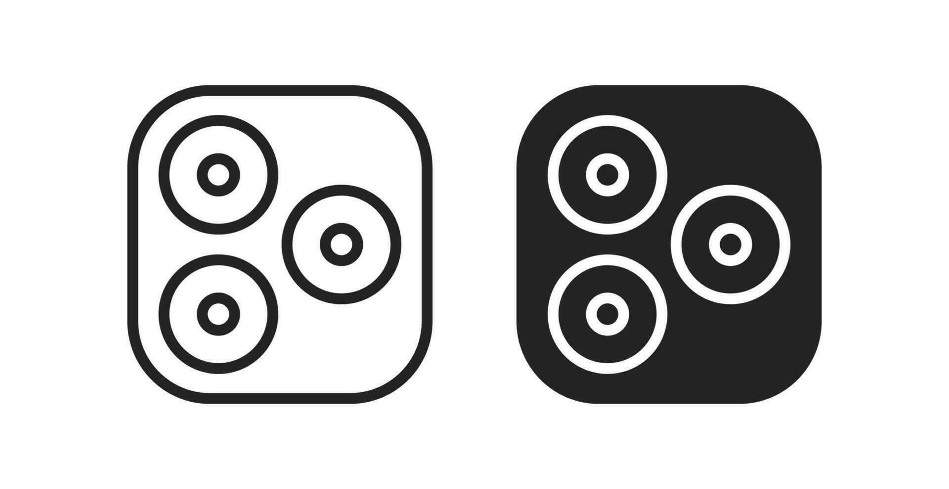 tripler téléphone intelligent caméra lentille noir blanc Icônes vecteur illustration