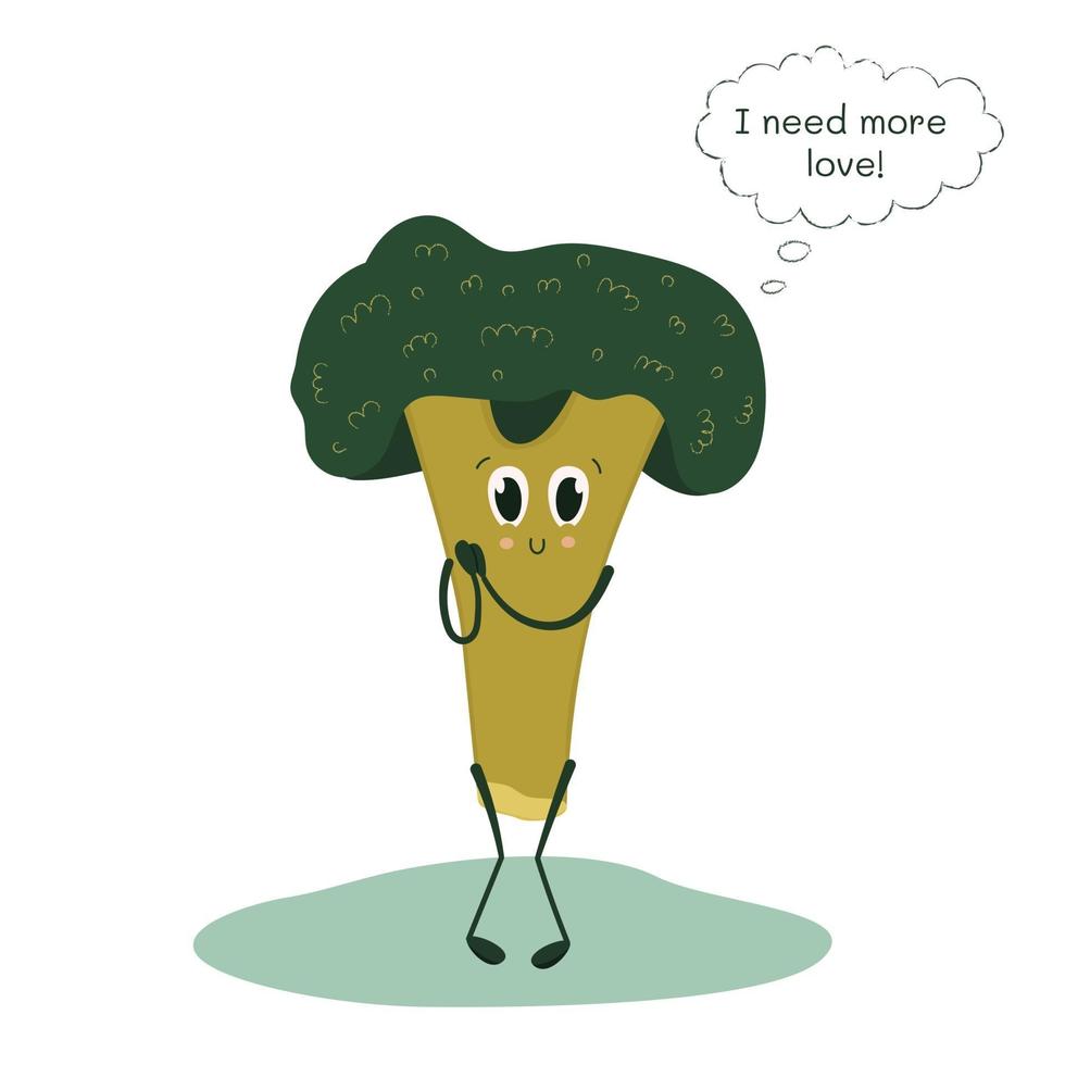 illustration vectorielle, personnage mignon de brocoli dans un style plat vecteur