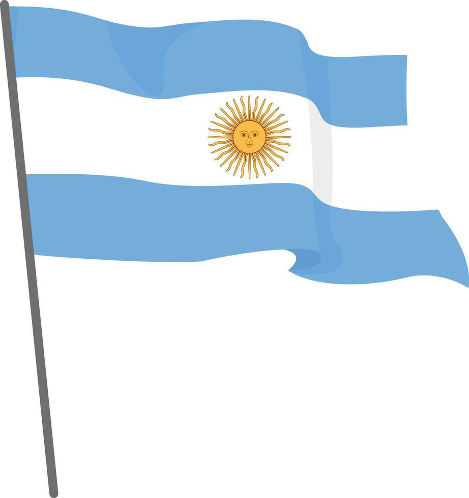 drapeau Argentine est en volant. officiel drapeau Argentine mouches de mât de drapeau. indépendance journée. bannière, prospectus, affiche modèle. nationale drapeau Argentine avec manteau de bras. ondulé drapeau Argentine. vecteur