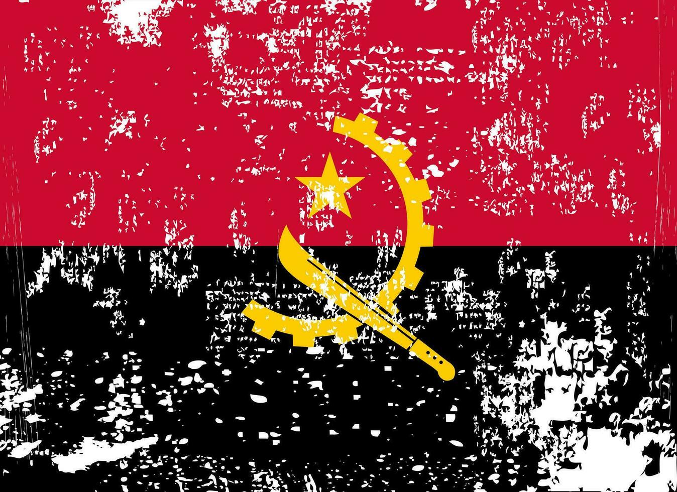 endommagé drapeau Angola. angola drapeau avec grunge texture. indépendance journée. bannière, affiche modèle. nationale drapeau angola avec manteau bras. Etat drapeau angola est tiré dans encrer. vecteur