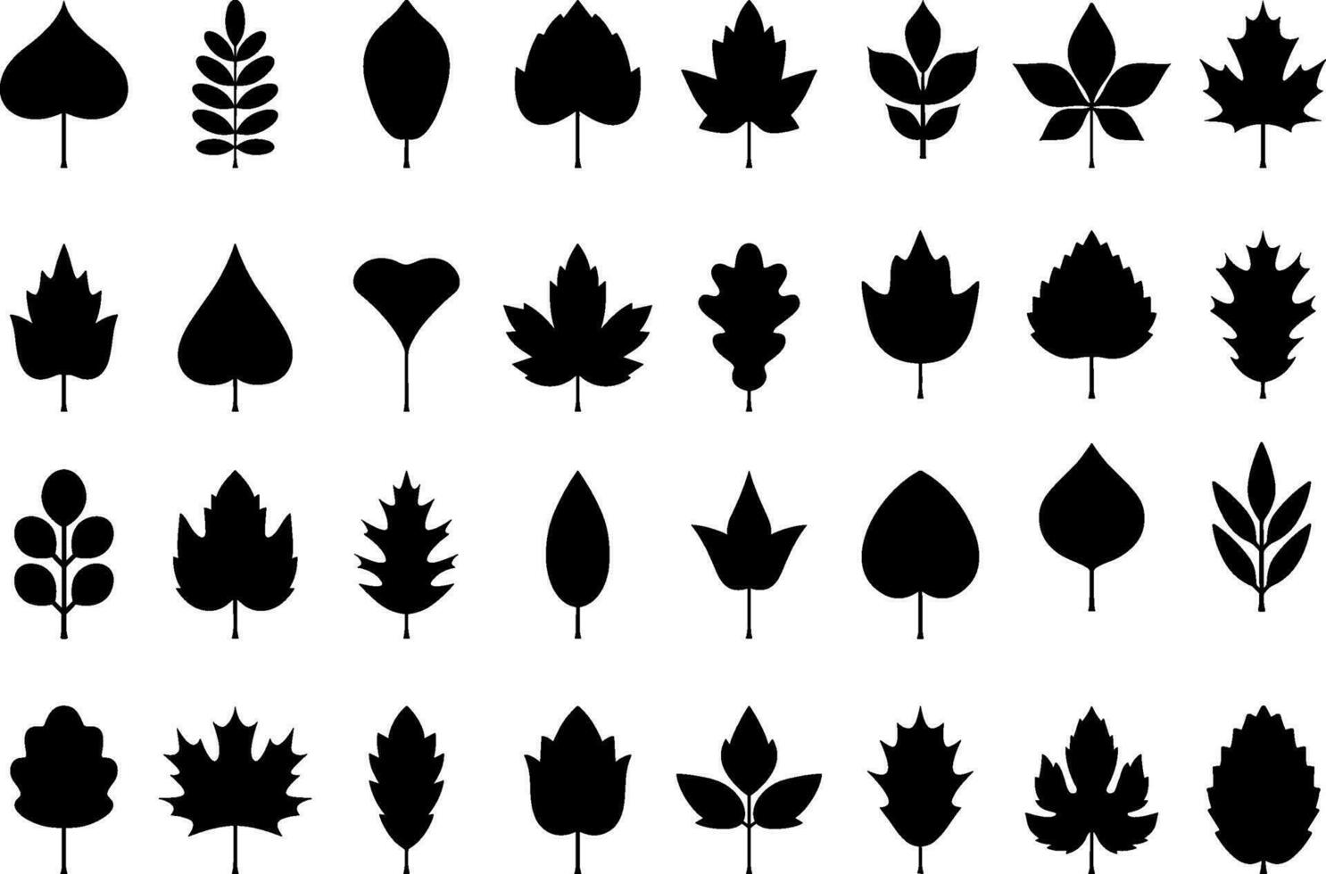 ensemble de l'automne feuilles silhouettes . géométrique Icônes ensemble. vecteur conception éléments sur blanc Contexte