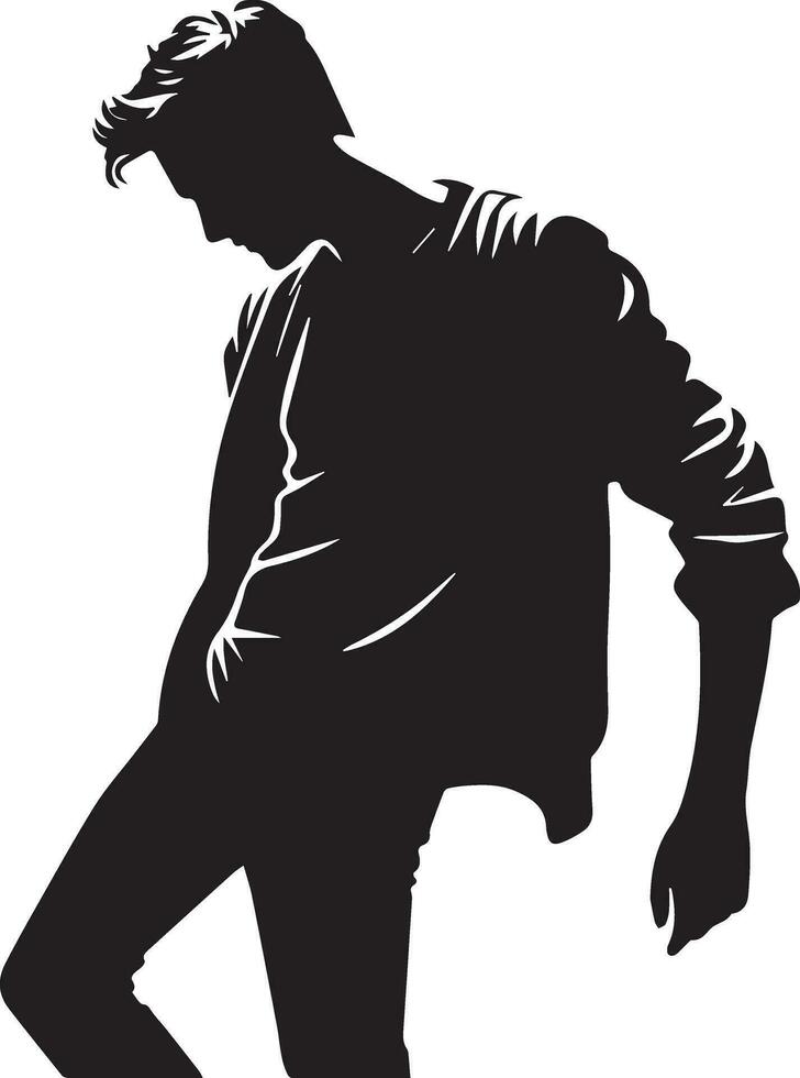 homme pose vecteur silhouette illustration, une plat homme style vecteur silhouette