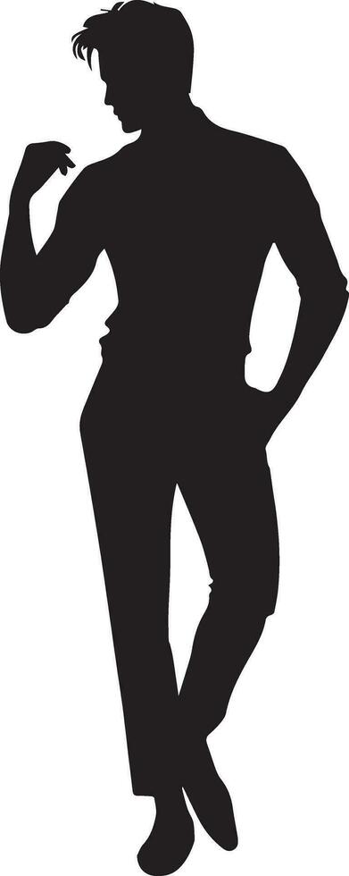 homme pose vecteur silhouette illustration, une plat homme style vecteur silhouette