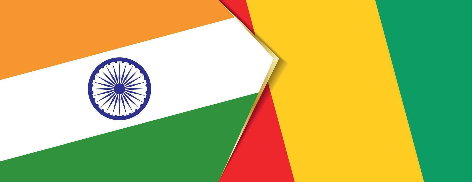 Inde et Guinée drapeaux, deux vecteur drapeaux.