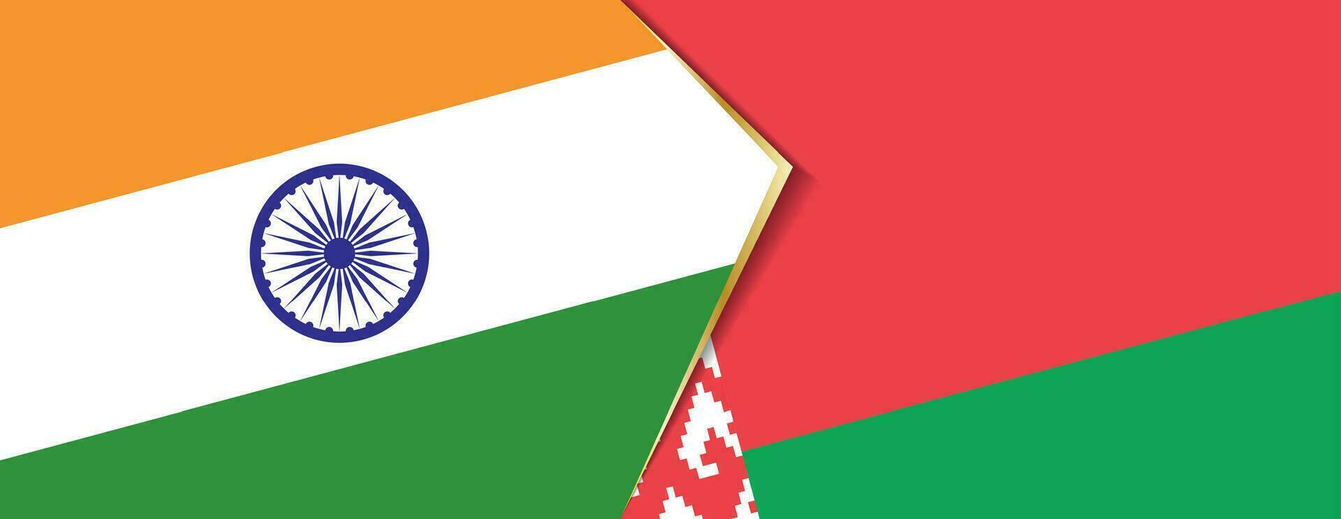 Inde et biélorussie drapeaux, deux vecteur drapeaux.