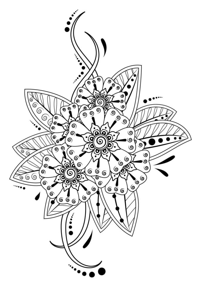 fleur de mehndi pour henné, mehndi, tatouage, décoration. vecteur