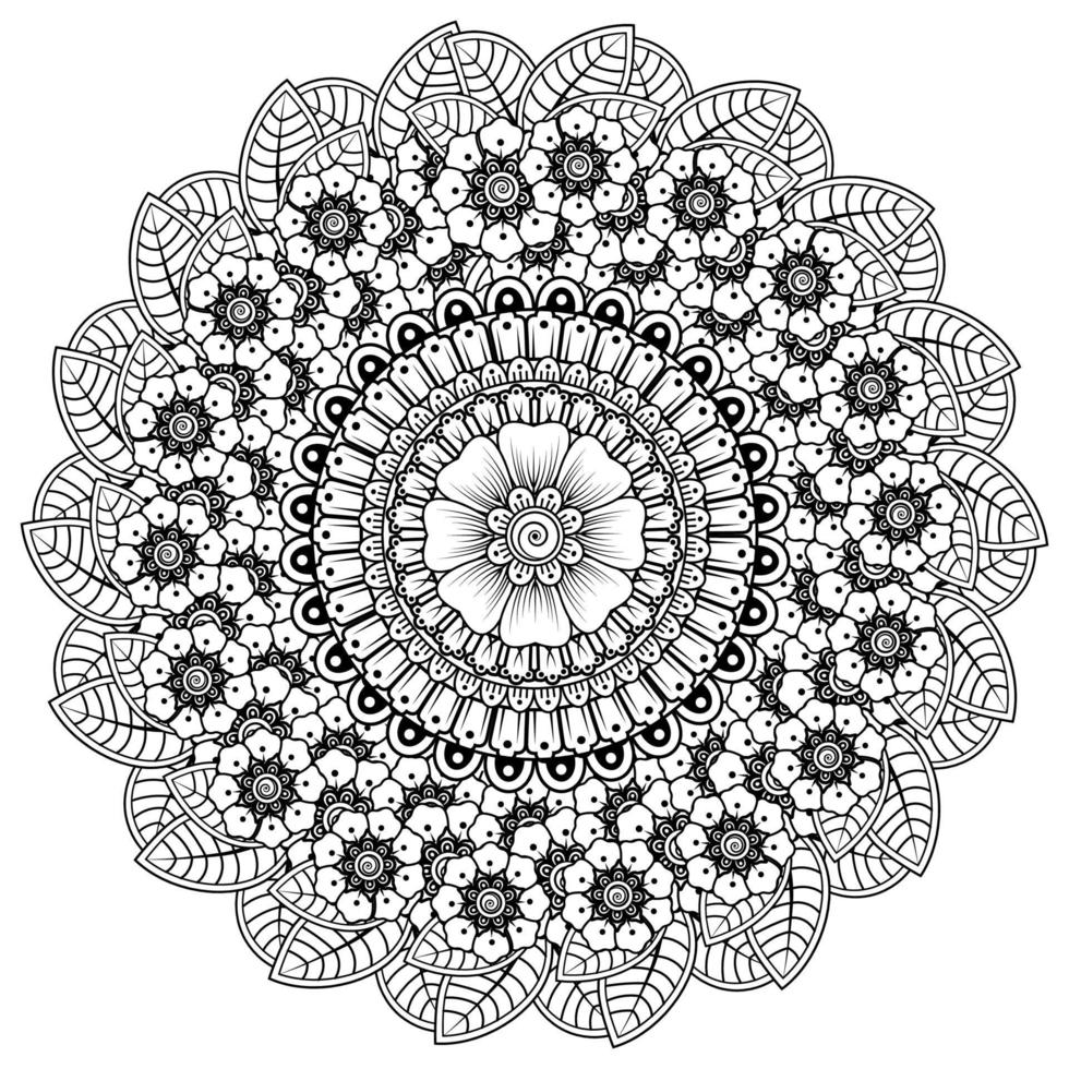 motif circulaire en forme de mandala avec fleur pour henné, tatouage. vecteur