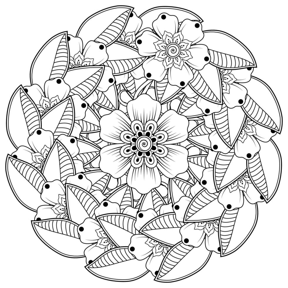 motif circulaire en forme de mandala avec fleur pour henné, mehndi. vecteur