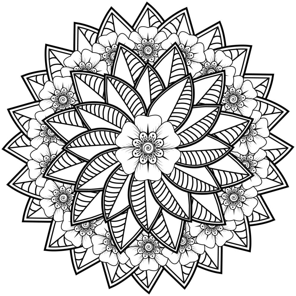 motif circulaire en forme de mandala avec fleur pour henné, mehndi. vecteur