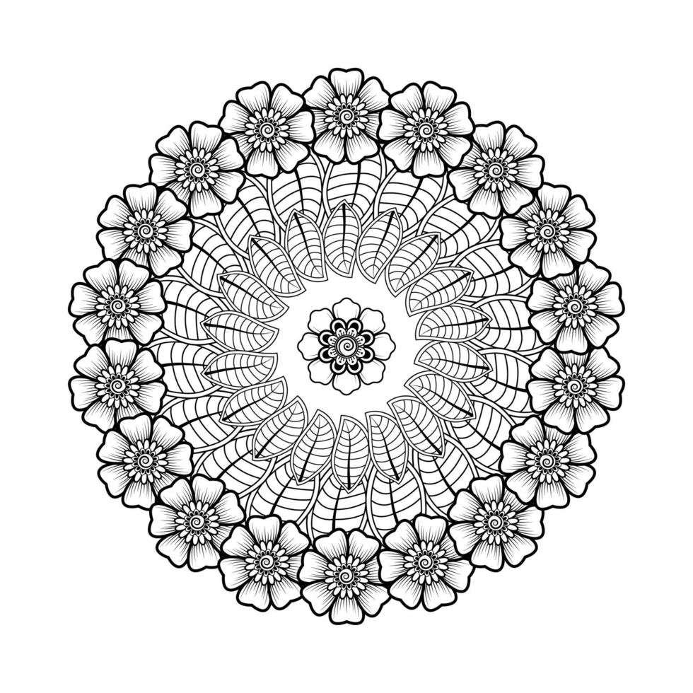 motif circulaire en forme de mandala avec fleur pour henné, mehndi. vecteur