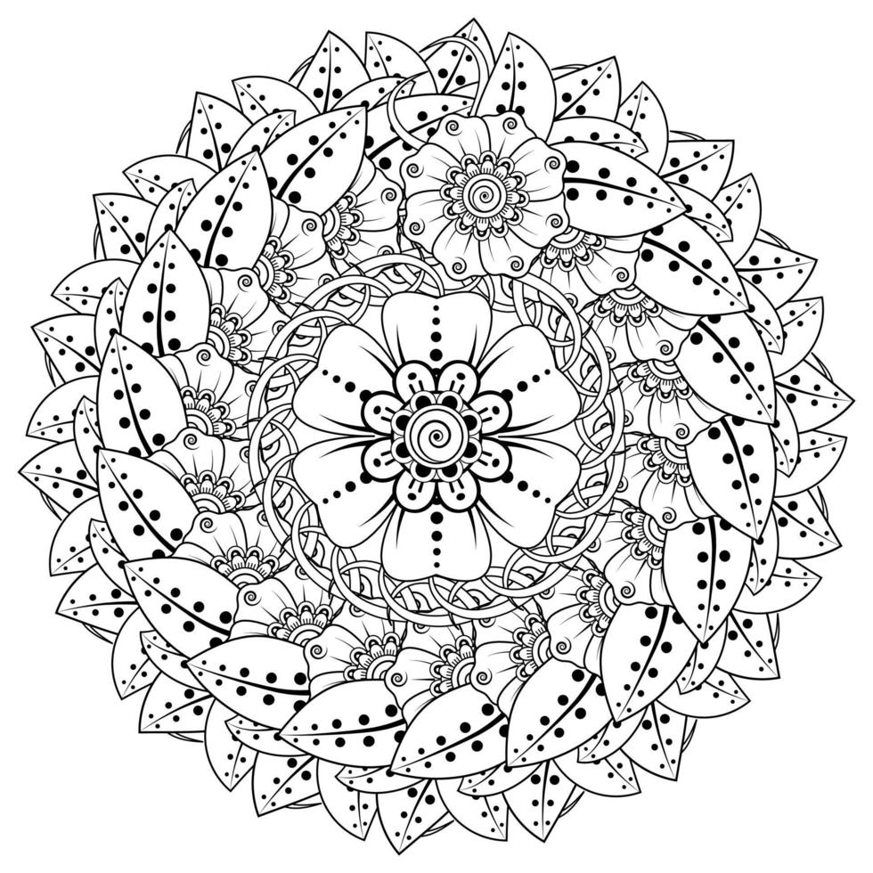 motif circulaire en forme de mandala avec fleur pour henné, mehndi. vecteur