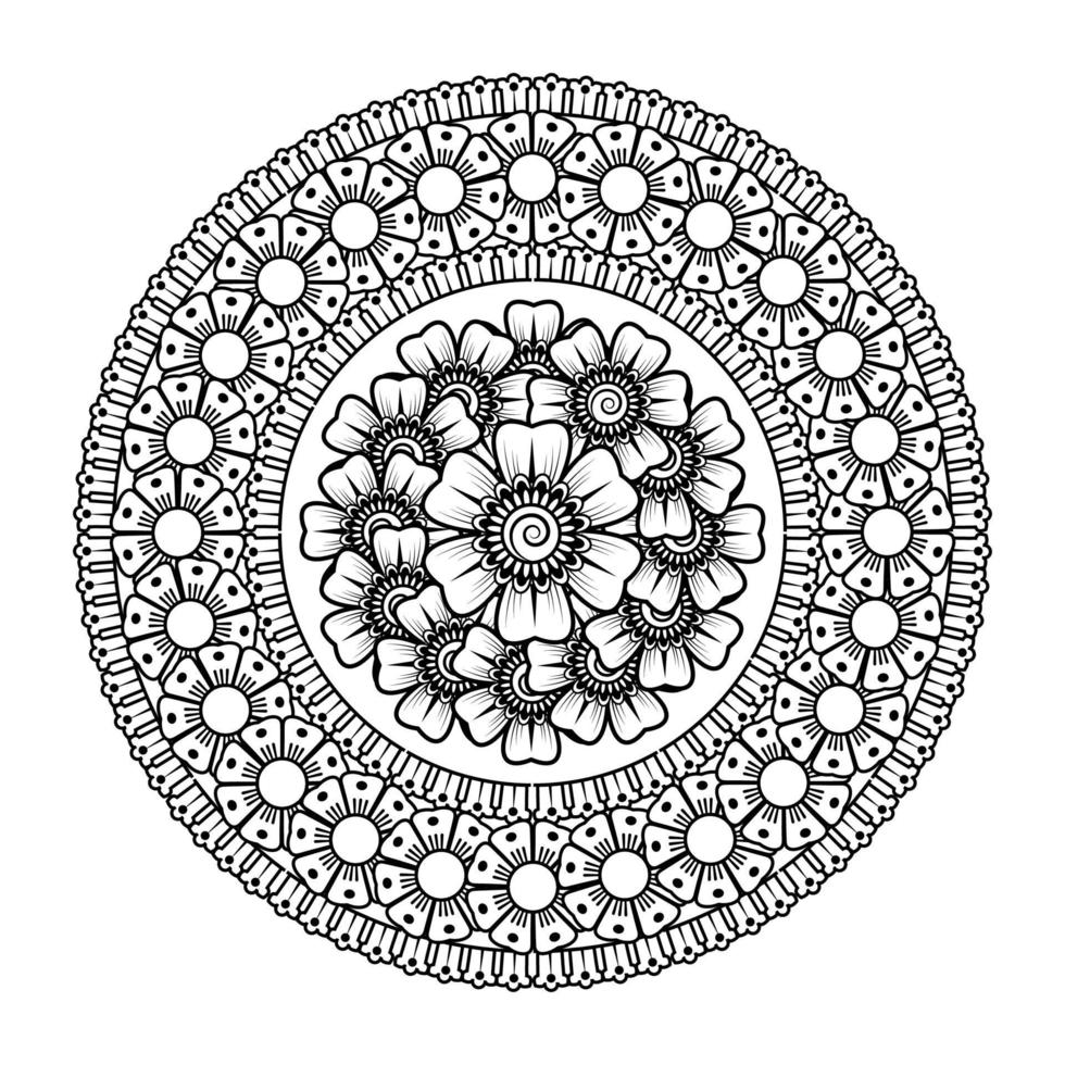 motif circulaire en forme de mandala avec fleur pour henné, mehndi. vecteur