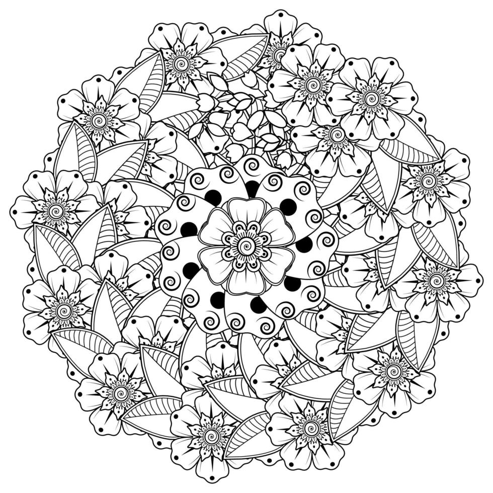 motif circulaire en forme de mandala avec fleur pour henné, mehndi. vecteur