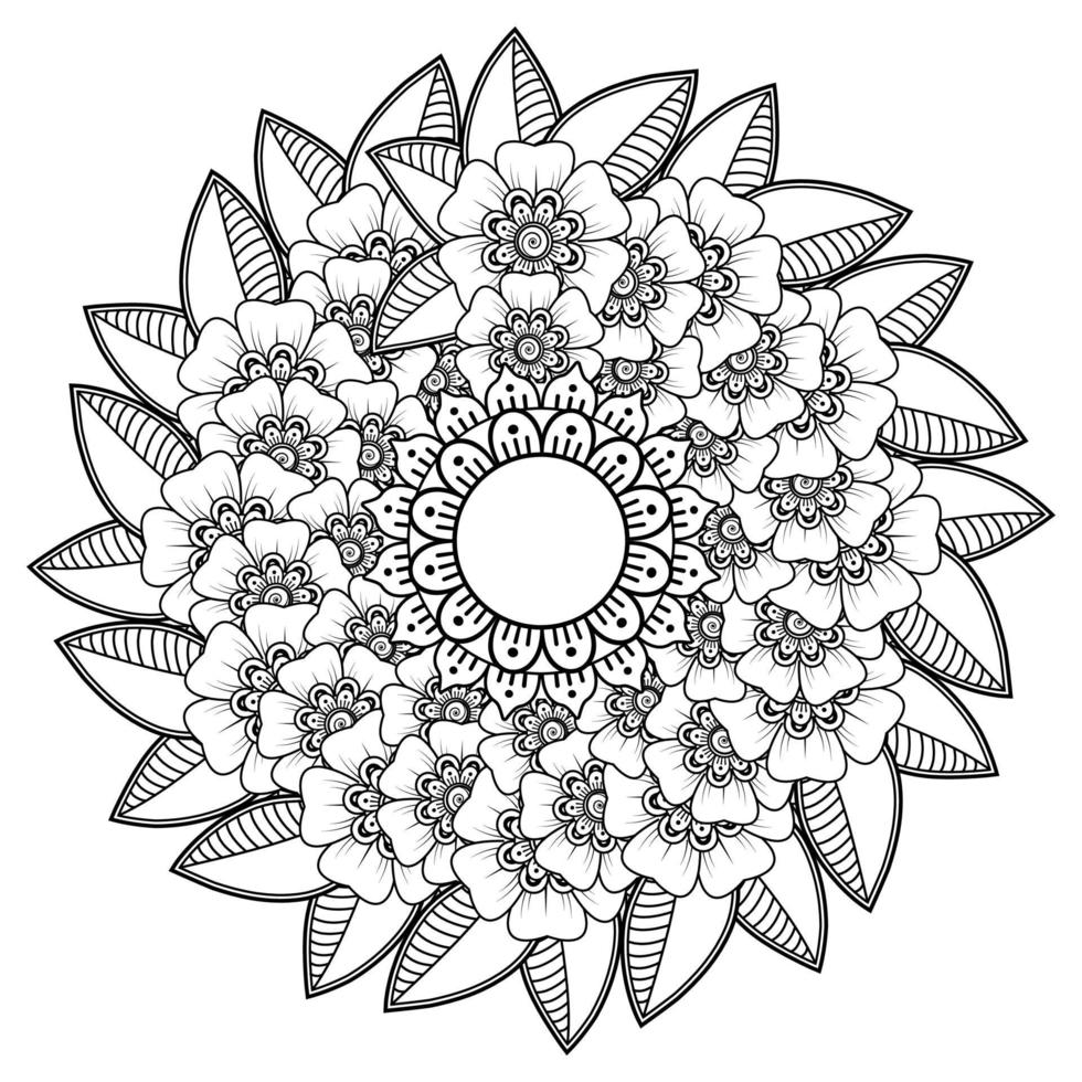 motif circulaire en forme de mandala avec fleur pour henné, mehndi vecteur