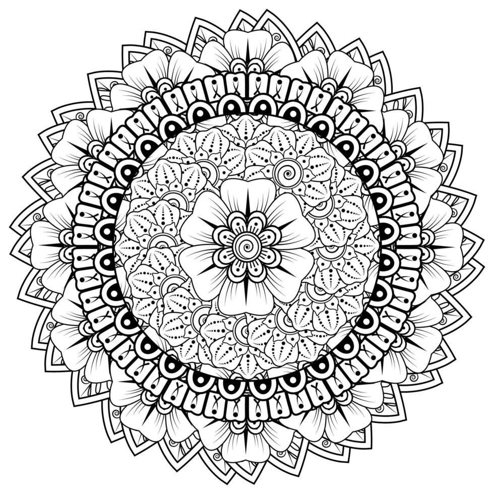 motif circulaire en forme de mandala avec fleur pour henné, mehndi vecteur