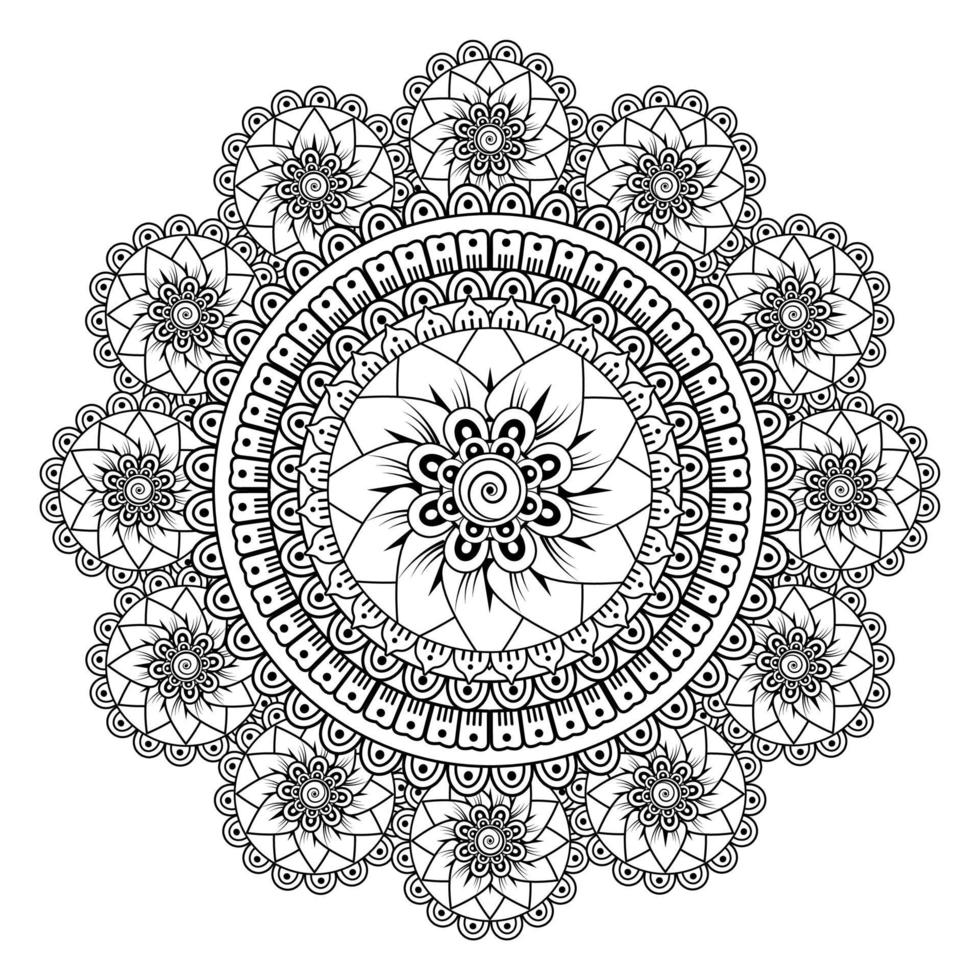 motif circulaire en forme de mandala avec fleur pour henné, mehndi vecteur