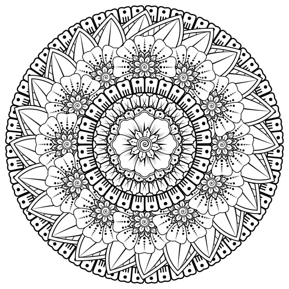 motif circulaire en forme de mandala avec fleur pour henné, mehndi vecteur