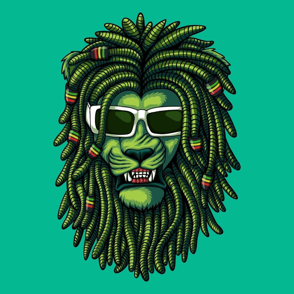 illustration vectorielle de lion vert dreadlocks vecteur