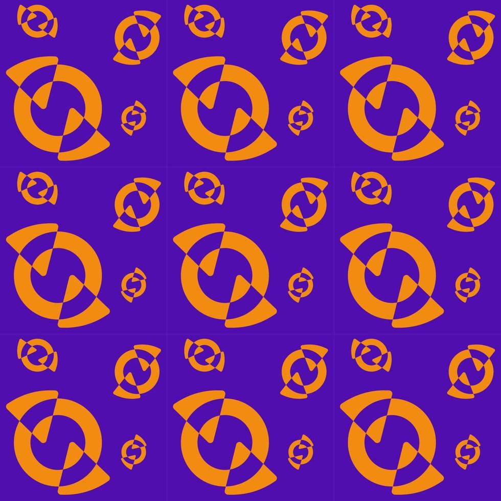 motif deux tranches dans un cercle orange et un fond violet vecteur