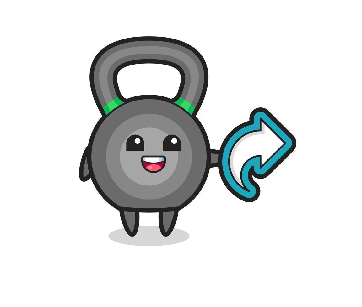 kettleball mignon tenir symbole de partage de médias sociaux vecteur