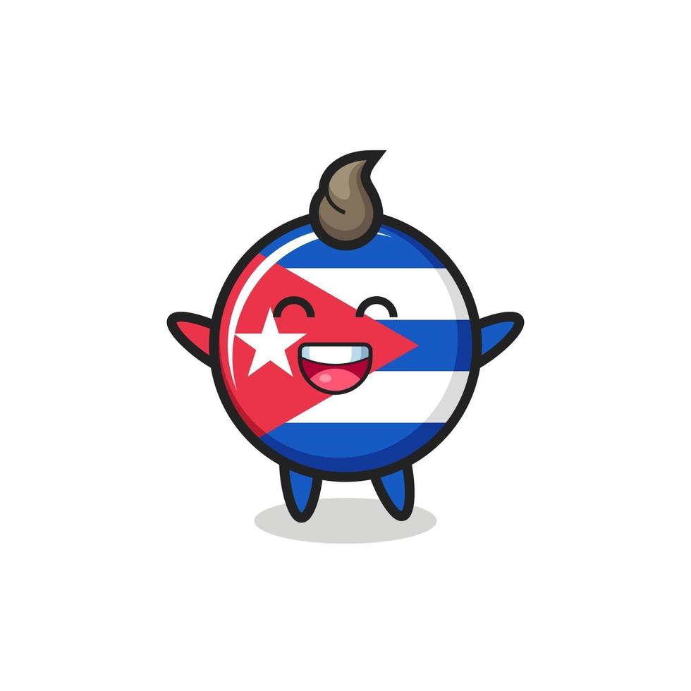 personnage de dessin animé d'insigne de drapeau de cuba heureux bébé vecteur