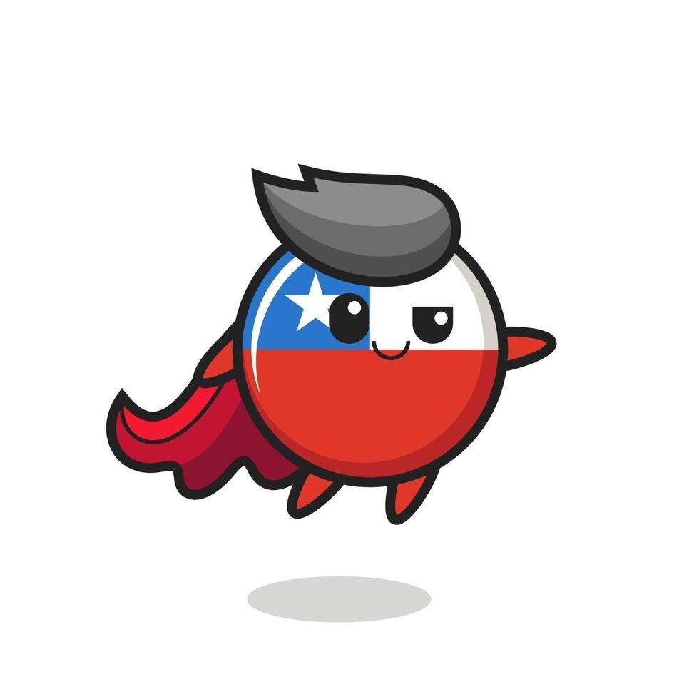 Le personnage mignon de super-héros d'insigne de drapeau du Chili vole vecteur