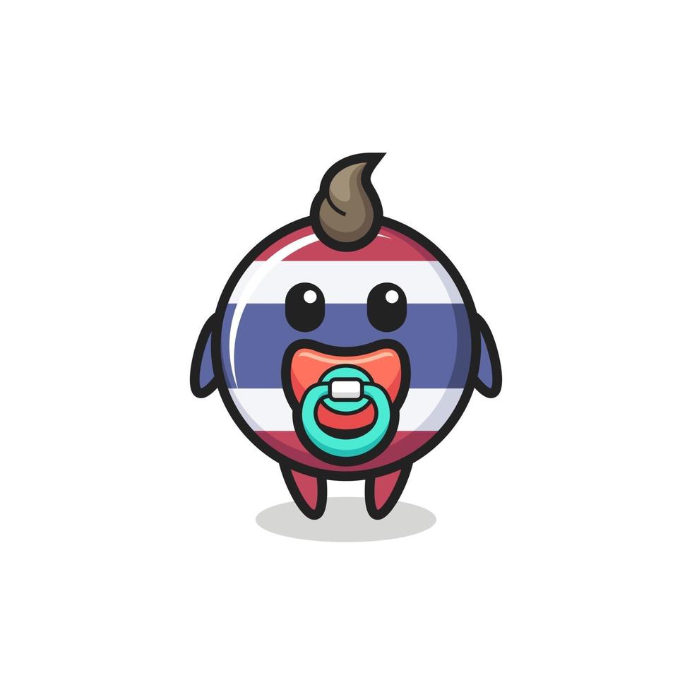 personnage de dessin animé d'insigne de drapeau de thaïlande de bébé avec la tétine vecteur