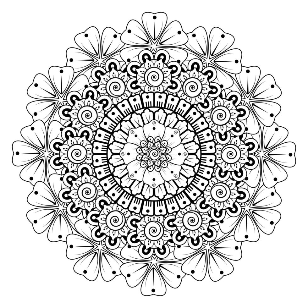 motif circulaire en forme de mandala avec fleur de mehndi vecteur