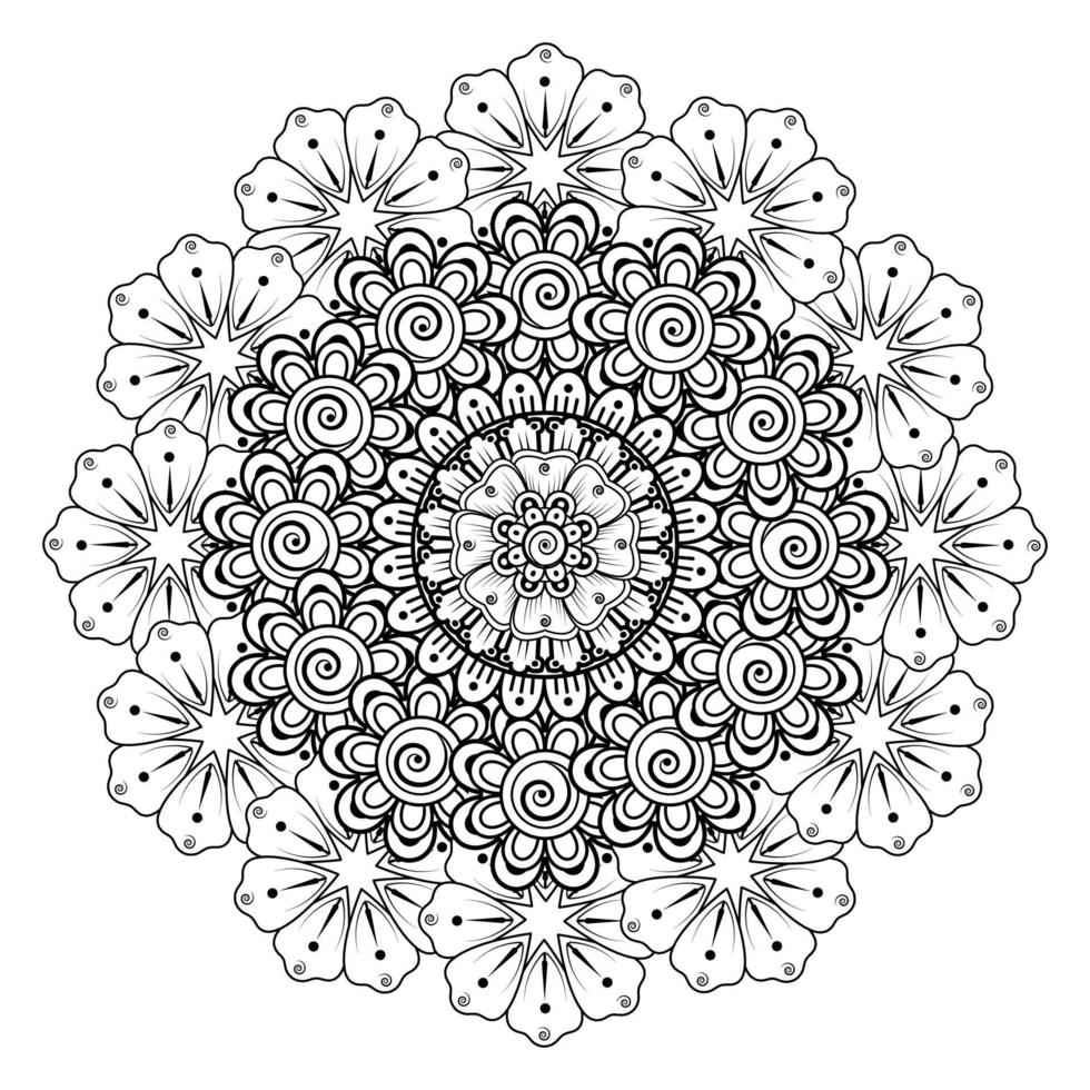 motif circulaire en forme de mandala avec fleur de mehndi vecteur