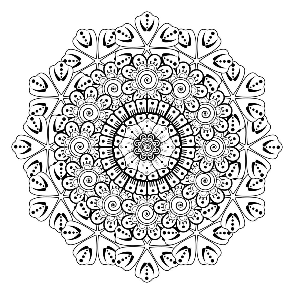 motif circulaire en forme de mandala avec fleur pour henné. vecteur